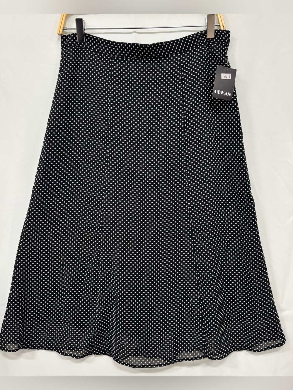 Polka Dot A-Line Midi Skirt - Black/White